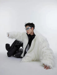 Men's Faux-Fur & Faux-Leather Bomber Jacket