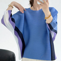 Luxe Plissé Dolman-Sleeve Top