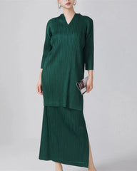 Luxury Plissé Tunic & Skirt Set