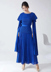 Elegant Formal Pleated Blouse & Skirt