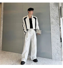 Men's 2-Piece White Blazer + Loose Fit Trousers Set