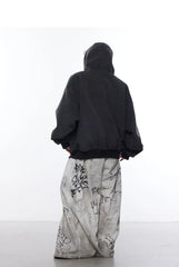 Men's Streetwear Oversized Beige Graffiti Wide Leg Trousers