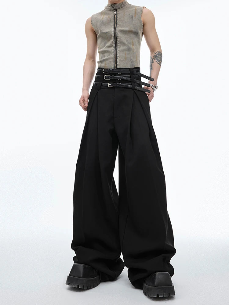 Designer Black Baggy High-Waist Pants