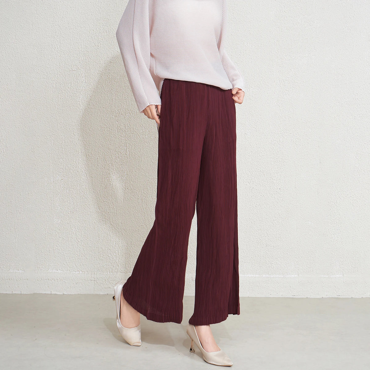 Pleated Wide-Leg Trousers