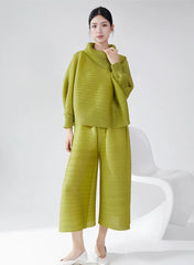 Truly Plissé Wide Leg Pant Set