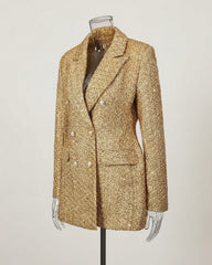 Gold Metallic Tweed Blazer