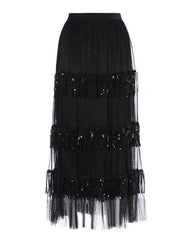 Luxe Black Tulle Midi Skirt