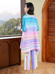 Pastel Plissé Pleated Tunic Top & Wide-Leg Pants