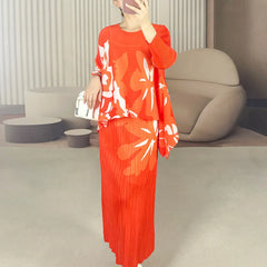 Truly Pleated Floral Top & Skirt Set