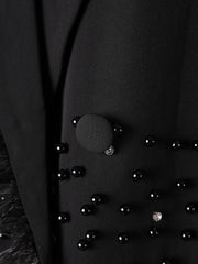 Luxe Feather & Bead Oversized Blazer