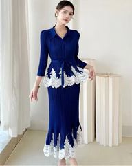 2-Piece Pleated Peplum Skirt Set