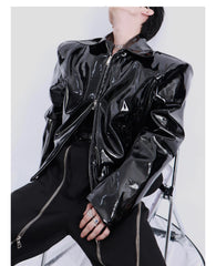 Men's Shiny Faux Leather Biker Jacket | Luxury Streetwear