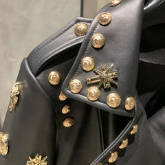 Luxury Studded Lambskin Leather Biker Jacket