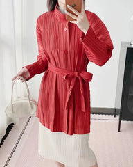 Luxury Plisse Mid-Length Jacket