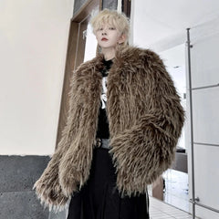 Men's Cozy Faux Fur Coat – Warm Luxury Streetwear