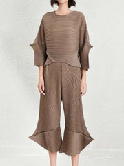 Sculptural Pleated Top & Pants Set