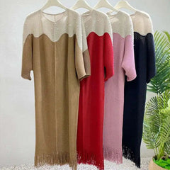 Luxury Plissé Dress with Tassel
