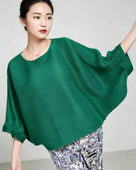 Batwing Pleated Blouse Top