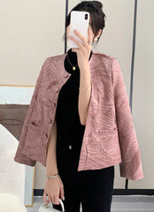 Luxury Pleated Collarless Jacket