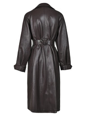 Women's Faux Vegan Leather Trench Coat