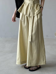 Linen Blend Top & Wide Leg Trousers Set