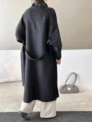 Luxury Wool-Blend Tie Belt Overcoat