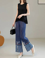 Petite Plissé Straight Leg Pants