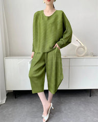 Flowing Plissé Tunic & Pants Set