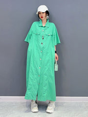 Green Luxe Oversized Short Sleeve Dress