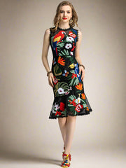 Floral Embroidered Sleeveless Dress