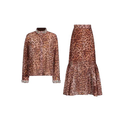 Crystal Leopard Blouse & Skirt