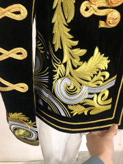 Men's Haute Couture Slim Fit Jacket with Gold Embroidery