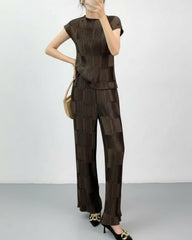 Luxury Petite Plisse Pant Suit
