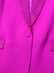 Women's Rhinestone Crackle Fuchsia Blazer