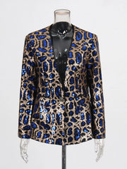 HEYFANCYSTYLE Glam Leopard Sequin Blazer