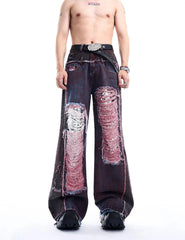 Men's Baggy Extra Distressed Sequin Jeans