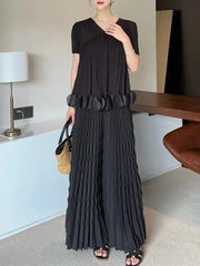 Premium Plisse Wide-Leg Pants