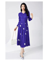 Truly Pleated Polka Dot Midi Dress