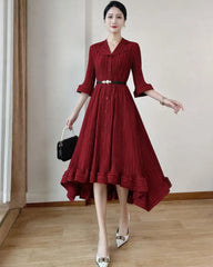 Luxury High-Low Pleated Dress