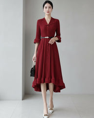 Luxury High-Low Pleated Dress
