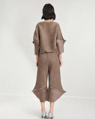 Sculptural Pleated Top & Pants Set