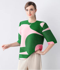 Luxury Pleated 3/4 Sleeve Blouse