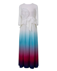 Floral Appliqué Pleated Dress