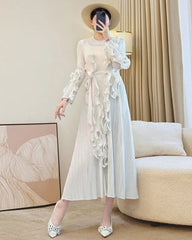 Elegant Pleated Ruffle Dress