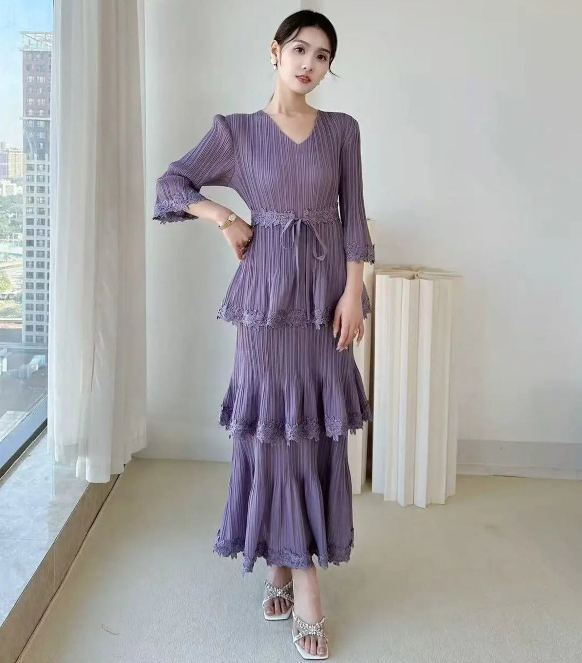 Luxury Pleated Tiered Dress