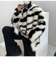 Men's Zebra Faux Fur Coat | Luxury Streetwear