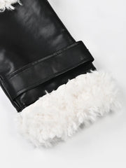 Women's Elegant Black Faux Fur Suede Long Coat