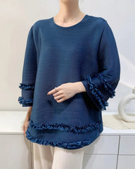 Ruffle Fully-Pleated Top