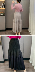 Elegant Pleated Two-Tone Skirt