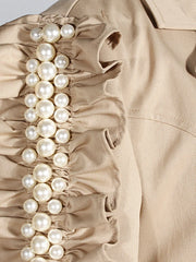 Luxe Pearl Ruffle Trench Coat